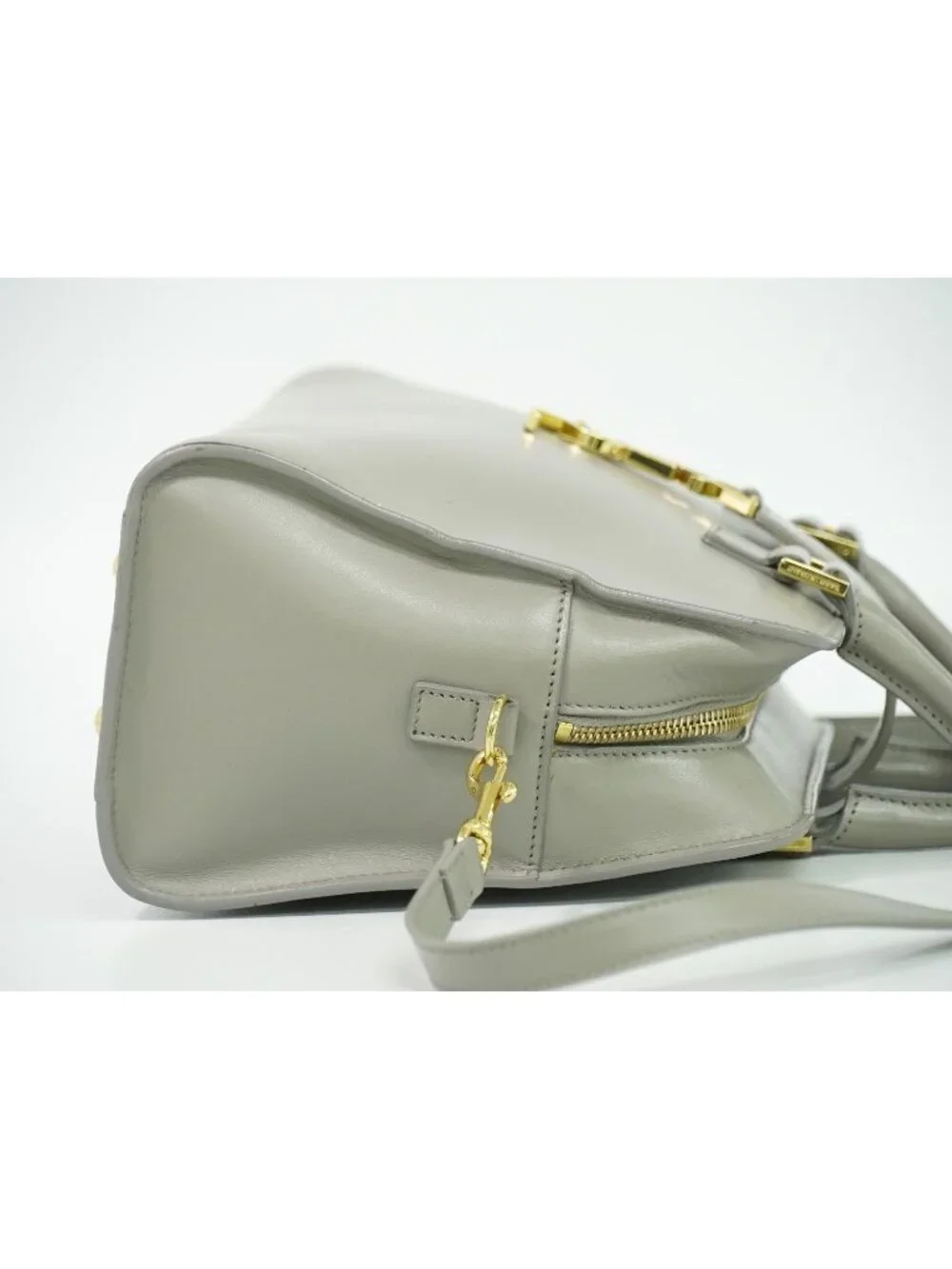 Saint Laurent YSL Baby Cabas 2-Way Shoulder Bag Pochette Leather Gray